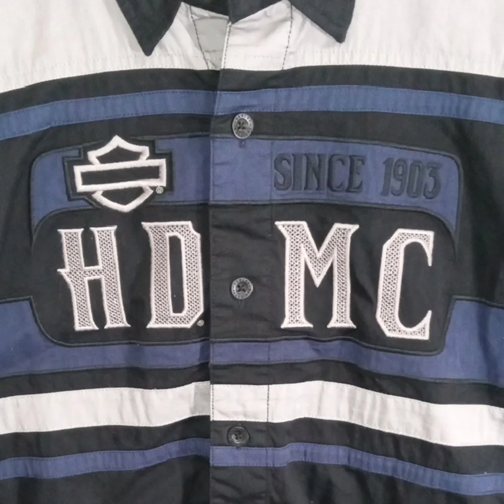 Harley-Davidson Black Short Sleeve Button Down Shop Shirt Men’s Large - Picture 2 of 6